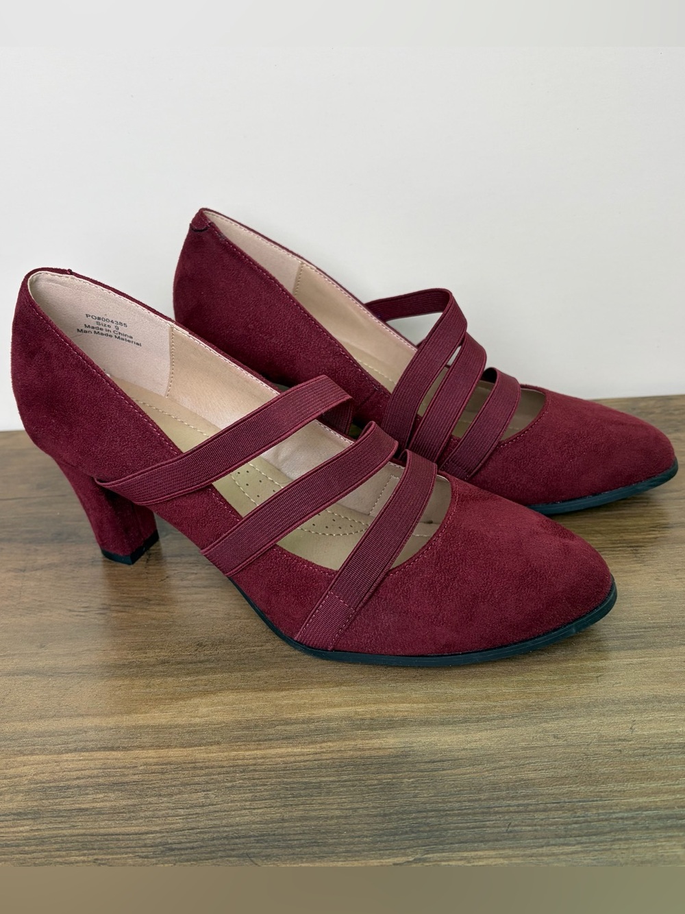 Journee Collection Burgundy Strappy Mid-Heel Pumps